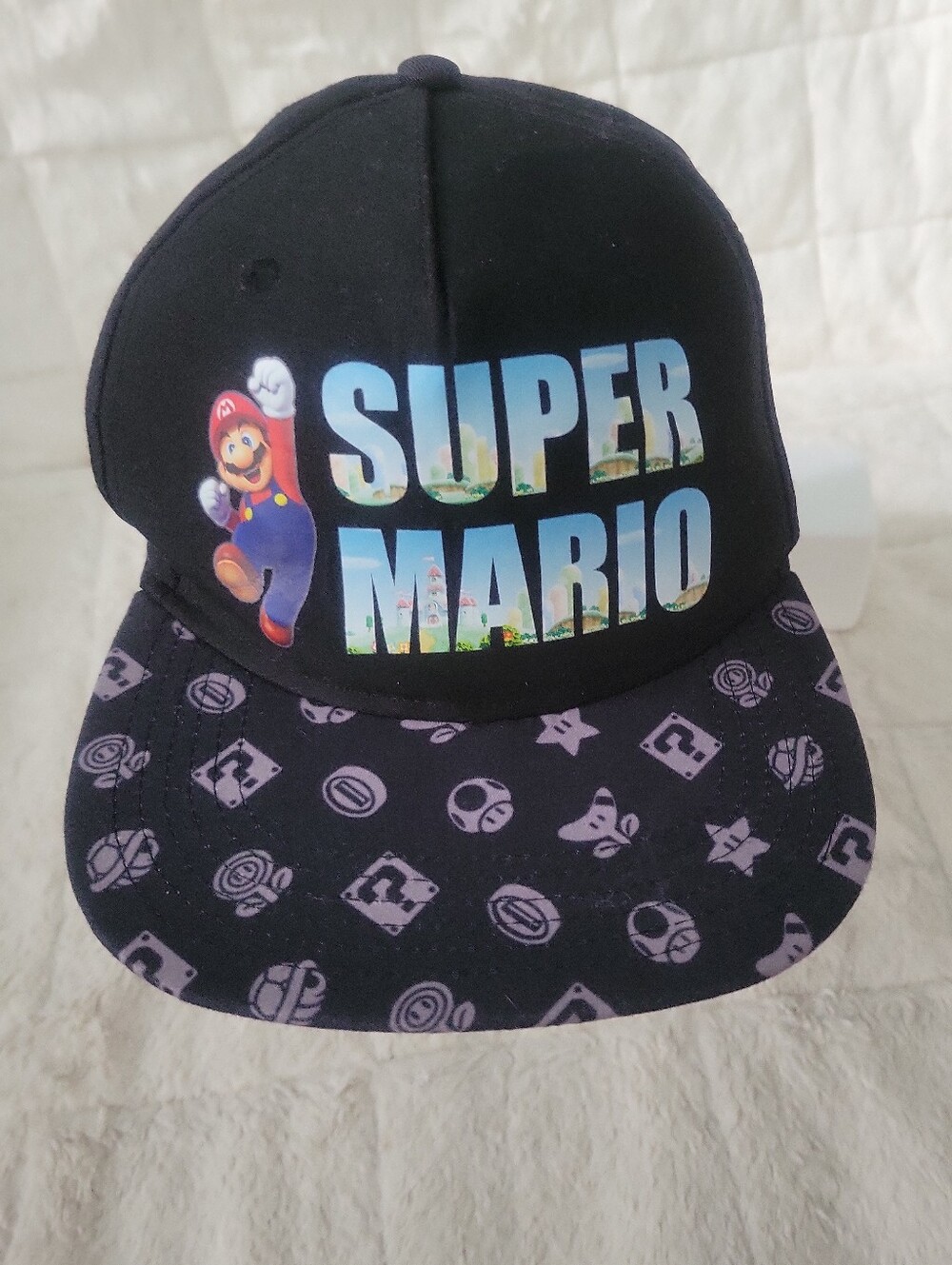Nintendo Super Mario Black and White Logo Cap Youth OSFM